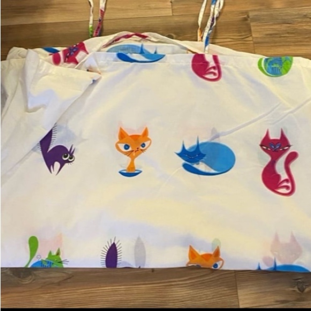 RARE FIND Vintage 90s / Y2K Tiny Planet Duvet Cover Retro Cats Full Size Blanket